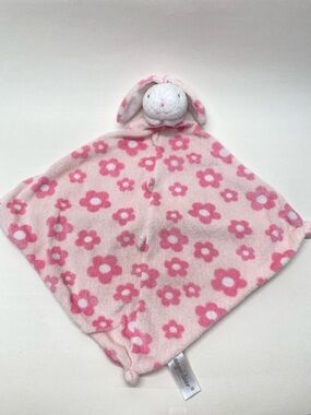 Angel Dear Bunny Rabbit Lovey Pink White Flowers Security Blanket Baby Cuddle